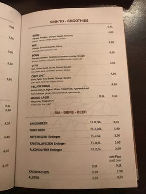 drinks menu at Good Morning Vietnam Vegan in Berlin
