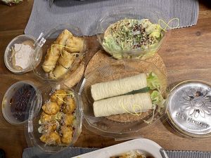 1. Sate ga chay, 6. Nem lanh, 7. Nem ron, 8. Cai cuon at Good Morning Vietnam Vegan in Berlin