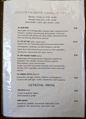 Menu page at Good Morning Vietnam at Good Morning Vietnam Vegan in Berlin