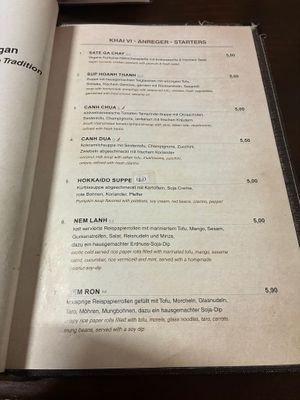 Menu  at Good Morning Vietnam Vegan in Berlin