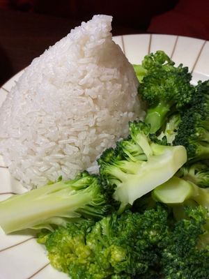 Rice & lots of broccoli   at Good Morning Vietnam Vegan in Berlin