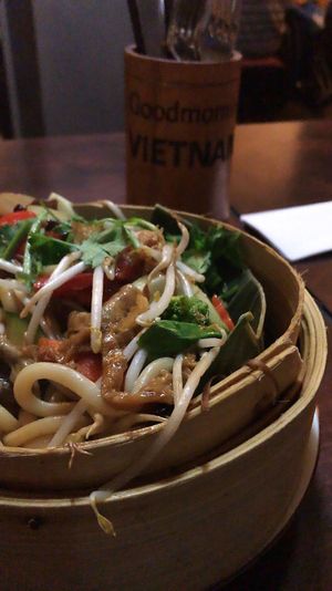 udon noodles with veggies, tofu and seitan at Good Morning Vietnam Vegan in Berlin