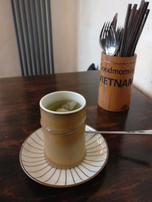 Wild rice tea (very nice) at Good Morning Vietnam Vegan in Berlin