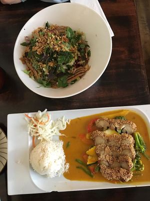 Pork noodles and duck and mango sauce at Good Morning Vietnam Vegan in Berlin