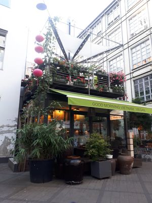 Outside, roof terrace and outside seeing as well as inside at Good Morning Vietnam Vegan in Berlin