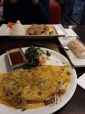 Pancake, duck and banana sticky rice at Good Morning Vietnam Vegan in Berlin