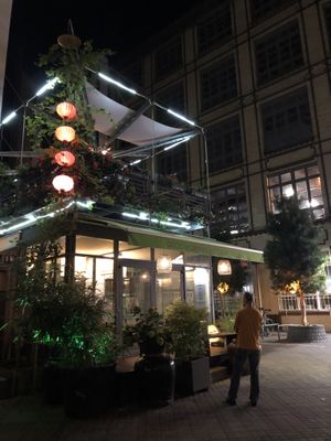 Courtyard set off the main road  at Good Morning Vietnam Vegan in Berlin