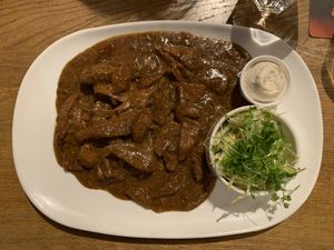 Vegan Belgium Stew dish  at Brouwerij Het Anker in Mechelen