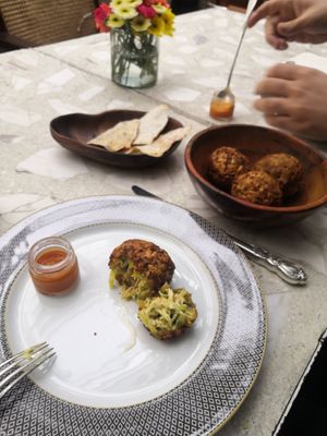 Entrada, croquetas de yuka at Casa Lėlytė in Bogota