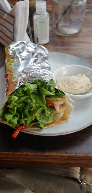 Veggie wrap with hummus at Mahalo in Iquique