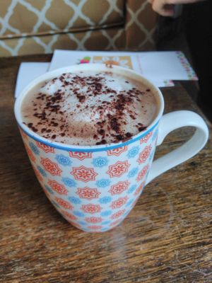 the most delicious hot chocolate made with coconut milk! at Okomoko in Farnham