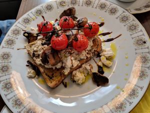 Tofu scramble on seeded bread  at Okomoko in Farnham