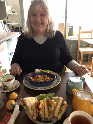Omni-mum enjoying her food!  at Okomoko in Farnham