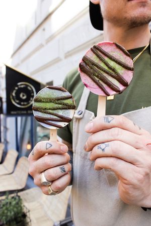 Raw Vegan Frozen Cheesecake Pops at Matcha Bar - Helgolandsgade in Copenhagen