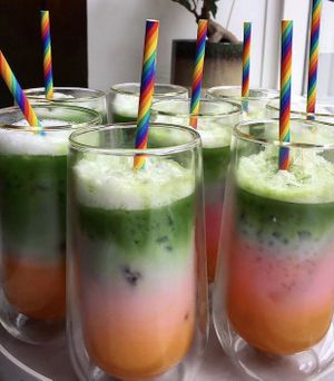Beautiful Pride Lattes at Matcha Bar - Helgolandsgade in Copenhagen