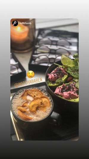 Sweet Patato Latte & Signature Salad at Matcha Bar - Helgolandsgade in Copenhagen