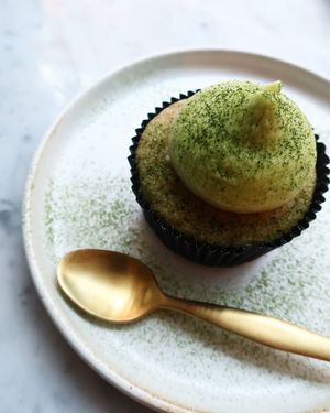 Matcha & vanilla glutenfree vegan cake ✨ at Matcha Bar - Helgolandsgade in Copenhagen