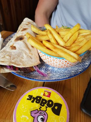 Falafel Flatbread at Gandhi's Cafe in Ambleside