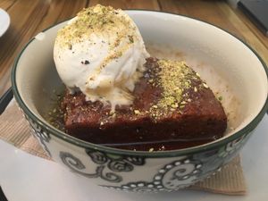 Masala sticky toffee pudding!!! Yummmmm (vegan!!)  at Gandhi's Cafe in Ambleside