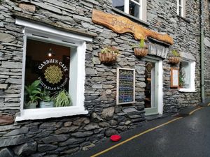 The outside at Gandhi's Cafe in Ambleside