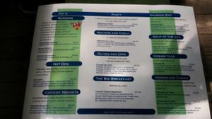 Menu at Tree-Top Cafe in Looe