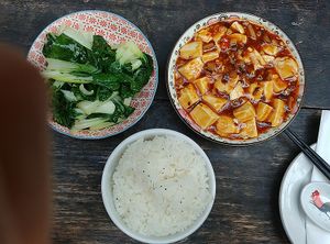 MaPo Tofu with greens starter at SOHOFAMA in Hong Kong Island