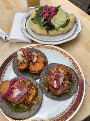 Vegan tacos & vegan langos at Dvanast Dusi in Bratislava