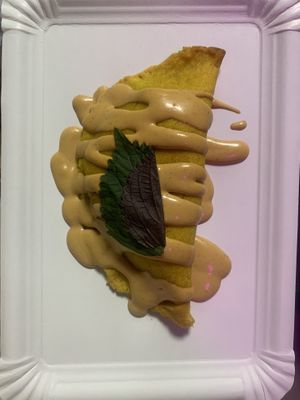 empanada filled with lentils, tofu and tempeh  at Dvanast Dusi in Bratislava