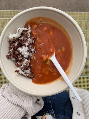 white & brown rice, chickpea mix  at Dvanast Dusi in Bratislava