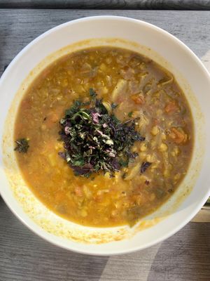 red lentil soup  at Dvanast Dusi in Bratislava