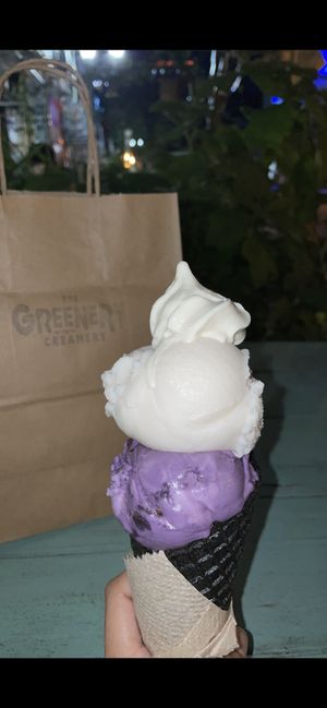 Black Ash Cone; piña colada n blueberry lavender  at The Greenery Creamery  in Orlando