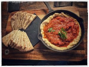 Vegan hummus/shakshuka  at BACKYARD in Rotterdam
