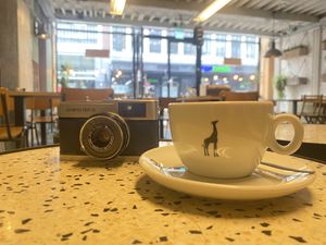 Inside with oat latte   at BACKYARD in Rotterdam