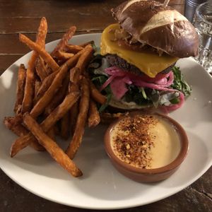Cheeseburger with fries  at BACKYARD in Rotterdam