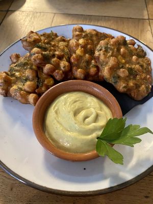 Chickpea and corn fritters  at BACKYARD in Rotterdam