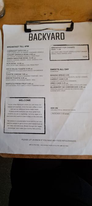 Menu 1 at BACKYARD in Rotterdam