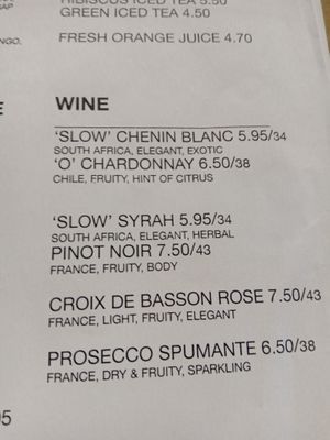 Wine menu at BACKYARD in Rotterdam