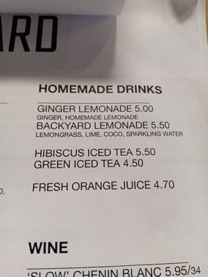Homemade drinks menu at BACKYARD in Rotterdam