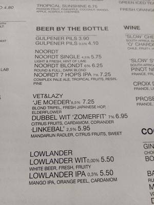 Beer menu at BACKYARD in Rotterdam