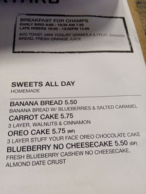 Dessert menu at BACKYARD in Rotterdam