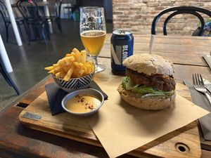 Kimchi burger with fries    at BACKYARD in Rotterdam