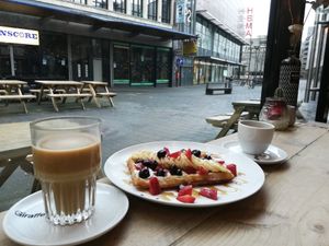 Excellent coffee and waffle! at BACKYARD in Rotterdam