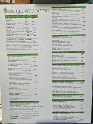 newest menu 10/2024 at Urban Garden Juice & Smoothie Bar  in Opatija