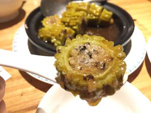 Stuffed bitter melon at Tianzi Vegetable Restaurant in Shenzhen