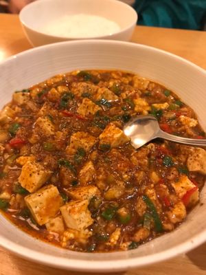 Spicy Tofu, minced soy, baby corn and other nice stuff at Lao Wai in Stockholm