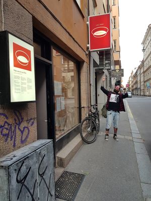 Can't miss the red sign😁 at Lao Wai in Stockholm