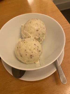 Homemade ice cream with cardamom, bergamot and pistachio   at Lao Wai in Stockholm