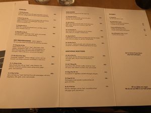 The menu  at Lao Wai in Stockholm