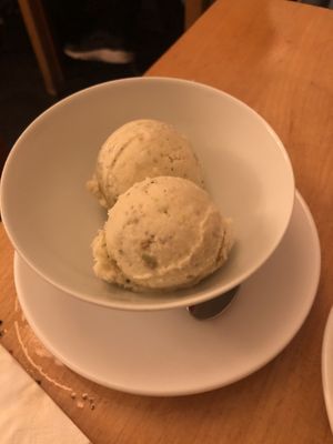 Pistacchio with cardamom and bergamot ice cream  at Lao Wai in Stockholm
