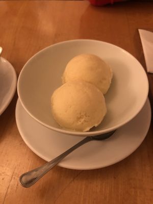Orange with chili and ginger ice cream  at Lao Wai in Stockholm